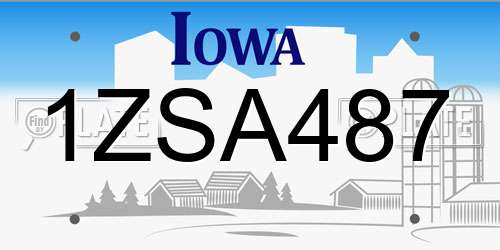 1ZSA487 Iowa License Plate