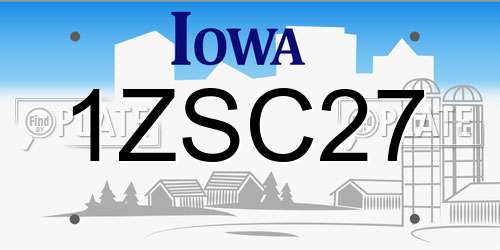 1ZSC27 Iowa License Plate