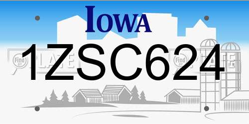 1ZSC624 Iowa License Plate