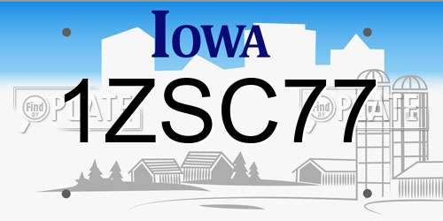 1ZSC77 Iowa License Plate