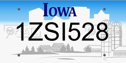 1ZSI528 Iowa License Plate
