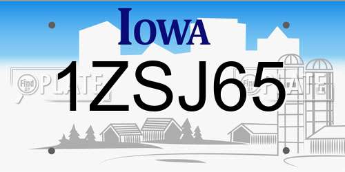 1ZSJ65 Iowa License Plate
