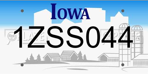 1ZSS044 Iowa License Plate