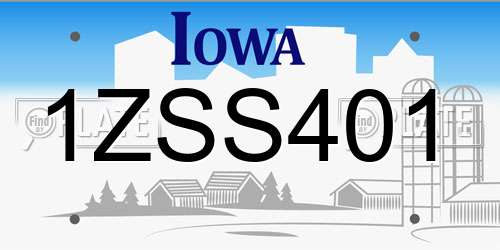 1ZSS401 Iowa License Plate