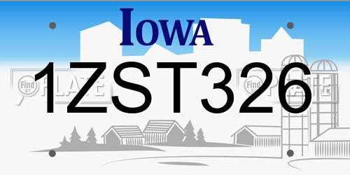1ZST326 Iowa License Plate