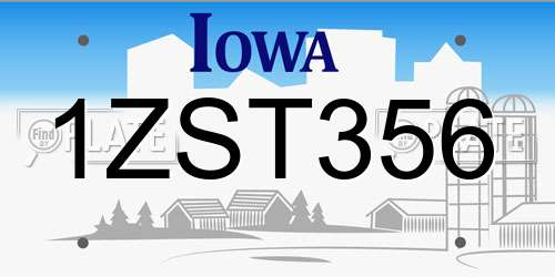 1ZST356 Iowa License Plate