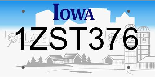 1ZST376 Iowa License Plate