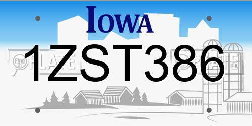 1ZST386 Iowa License Plate