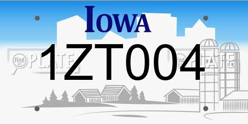 1ZT004 Iowa License Plate