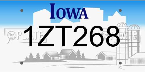 1ZT268 Iowa License Plate