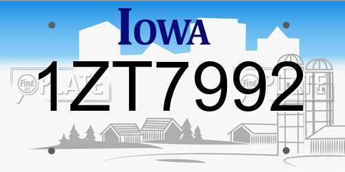1ZT7992 Iowa License Plate