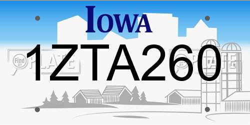 1ZTA260 Iowa License Plate