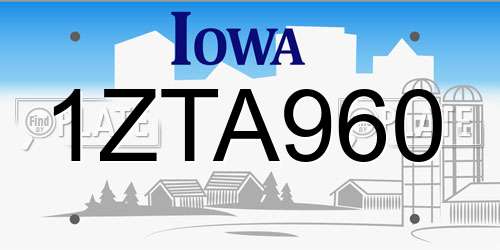 1ZTA960 Iowa License Plate
