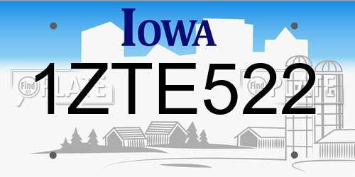 1ZTE522 Iowa License Plate