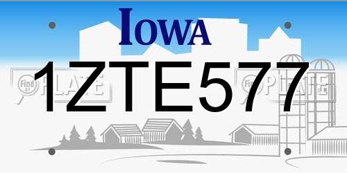 1ZTE577 Iowa License Plate