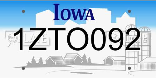 1ZTO092 Iowa License Plate