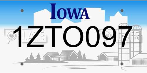 1ZTO097 Iowa License Plate