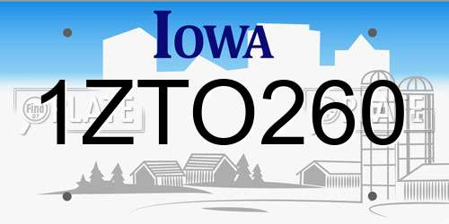 1ZTO260 Iowa License Plate