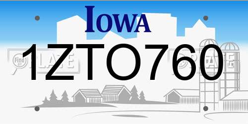 1ZTO760 Iowa License Plate