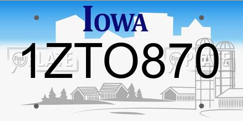 1ZTO870 Iowa License Plate