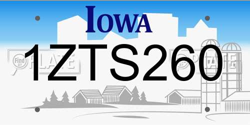 1ZTS260 Iowa License Plate