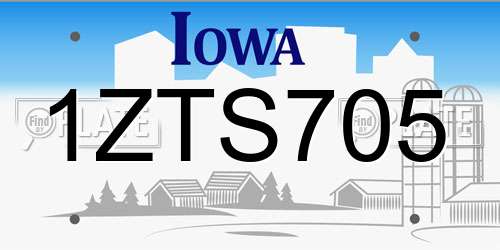 1ZTS705 Iowa License Plate