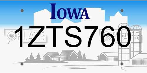 1ZTS760 Iowa License Plate
