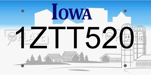 1ZTT520 Iowa License Plate