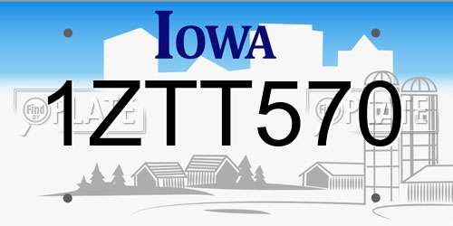1ZTT570 Iowa License Plate