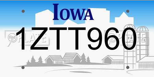 1ZTT960 Iowa License Plate
