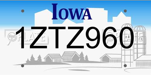 1ZTZ960 Iowa License Plate