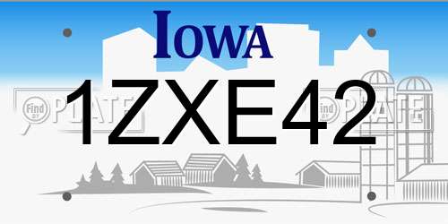 1ZXE42 Iowa License Plate