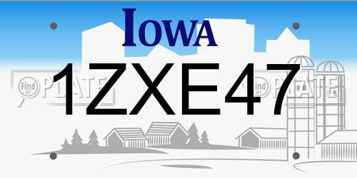1ZXE47 Iowa License Plate