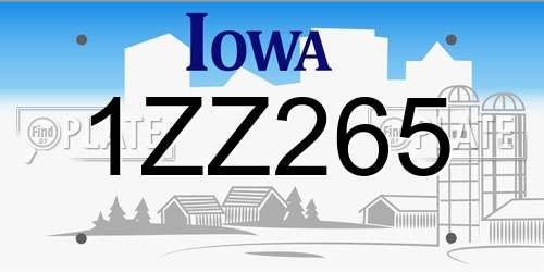 1ZZ265 Iowa License Plate
