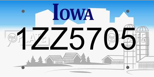 1ZZ5705 Iowa License Plate