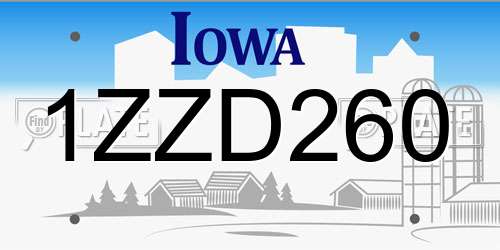1ZZD260 Iowa License Plate