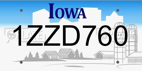 1ZZD760 Iowa License Plate