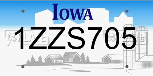 1ZZS705 Iowa License Plate