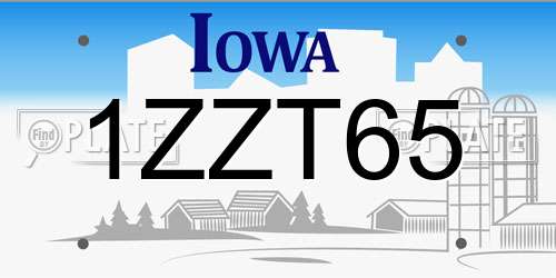 1ZZT65 Iowa License Plate