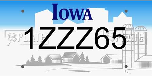 1ZZZ65 Iowa License Plate
