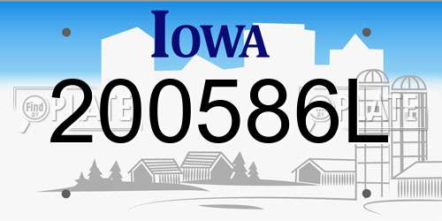 200586L Iowa License Plate