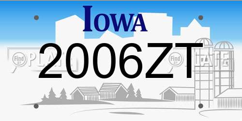 2006ZT Iowa License Plate