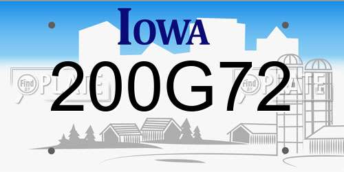200G72 Iowa License Plate