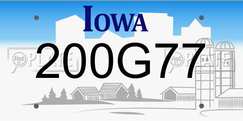 200G77 Iowa License Plate