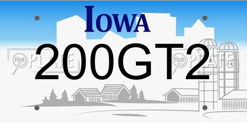 200GT2 Iowa License Plate