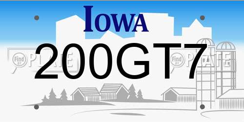 200GT7 Iowa License Plate