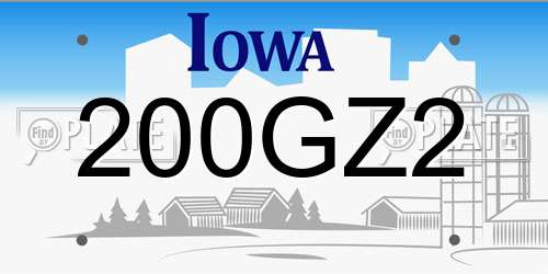 200GZ2 Iowa License Plate