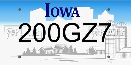 200GZ7 Iowa License Plate