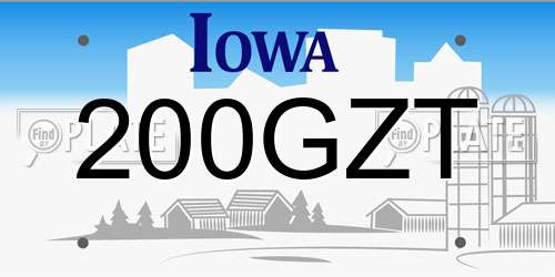 200GZT Iowa License Plate