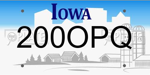 200OPQ Iowa License Plate